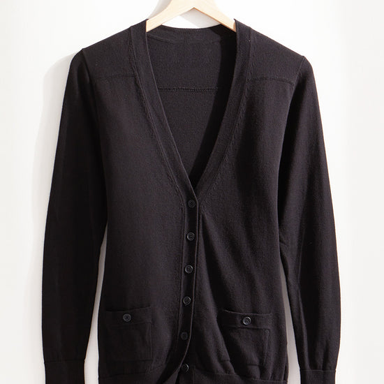 womens all-cotton organic boyfriend cardigan - black - fair trade ethically made