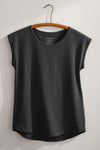 womens organic pima cotton flowy tee - black - fair indigo fair trade ethically made