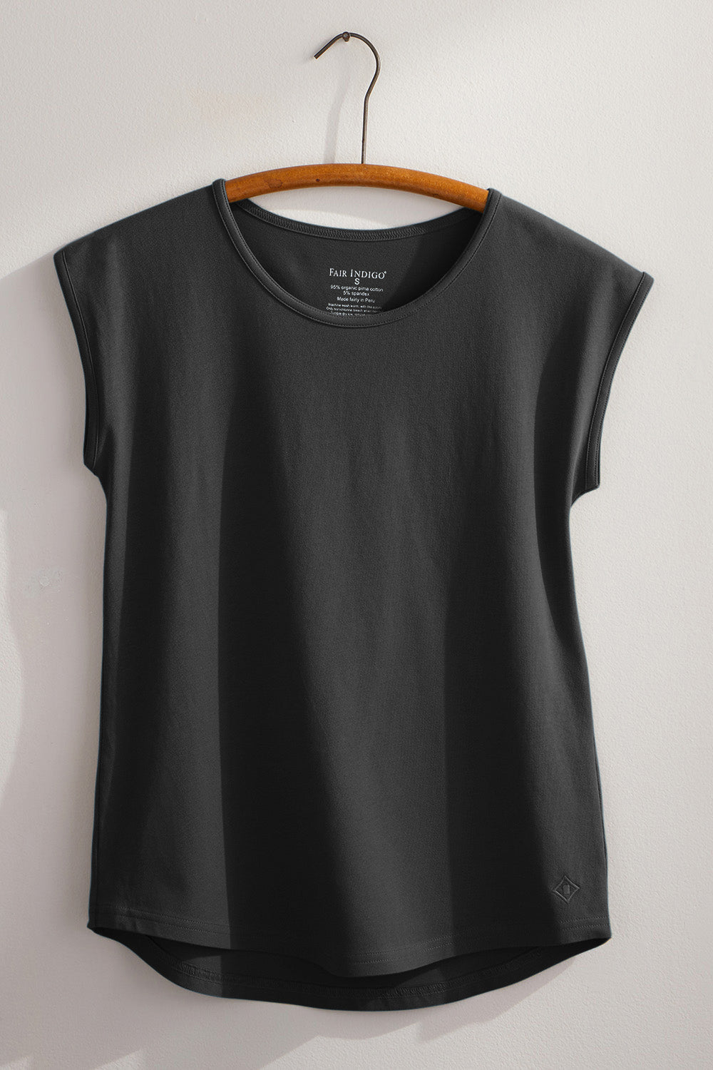 womens organic pima cotton flowy tee - black - fair indigo fair trade ethically made