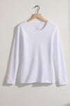 womens organic all-cotton interlock long sleeve tee - white - fair indigo fair trade ethically made