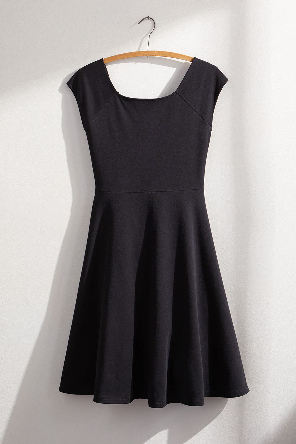 womens 100% organic cotton knit ballet neck dress - black - fair indigo fair trade ethically made