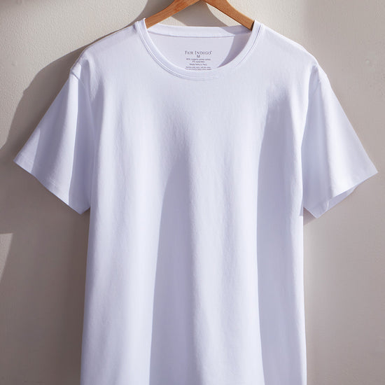 mens organic pima cotton tshirt- white - fair trade ethically made