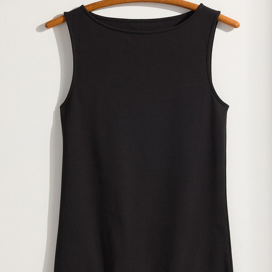 womens 100% organic cotton luxe sleeveless boat neck tee - black - fair indigo fair trade ethically made