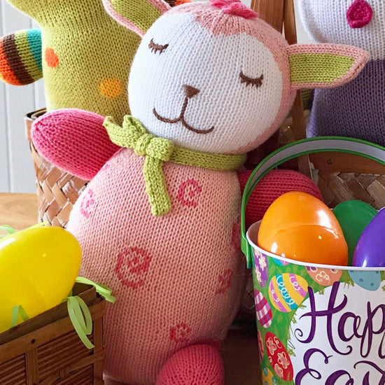 cutie the lamb organic cotton stuffed animal - ethically made - fair trade - fair indigo - joobles