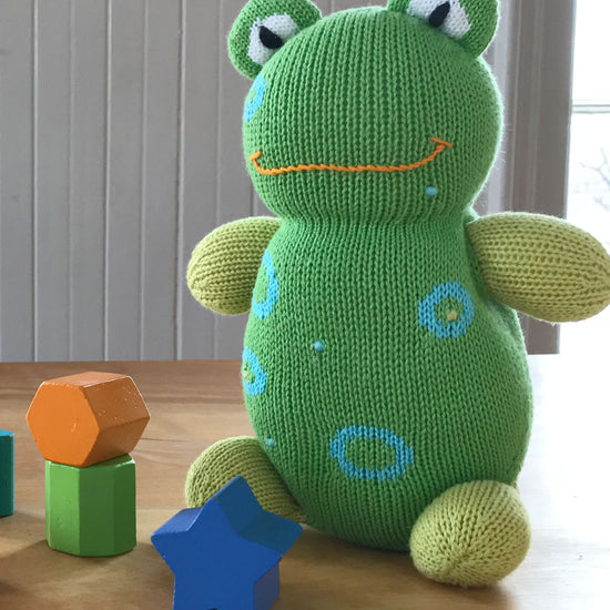 flop the frog organic cotton stuffed animal - ethically made - fair trade - fair indigo - joobles