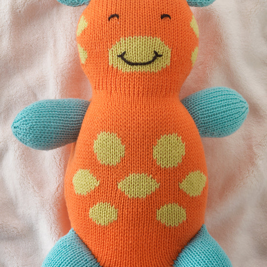 jiffy the giraffe organic cotton stuffed animal - ethically made - fair trade - fair indigo - joobles