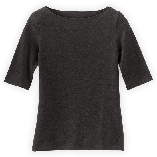womens organic boat neck tee- dark charcoal heather grey - fair trade ethically made