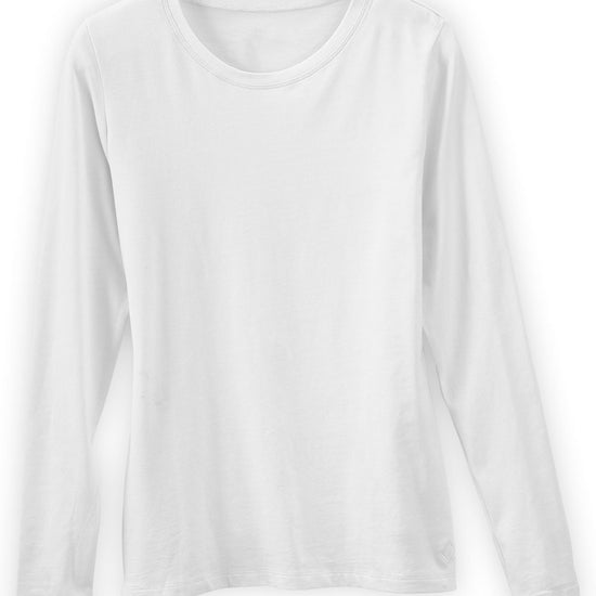 womens organic long sleeve crew neck tee - white - fair indigo fair trade sustainable