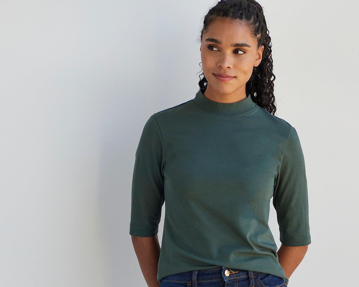 elbow sleeve tee and tops for women - organic cotton