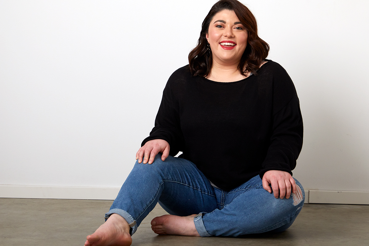 Katrina wearing the Organic Boxy Sweater